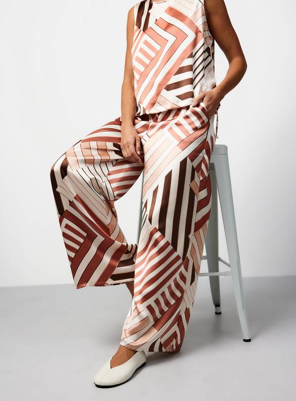 Brown Geo Print Wide Leg Co-ord Trousers 12