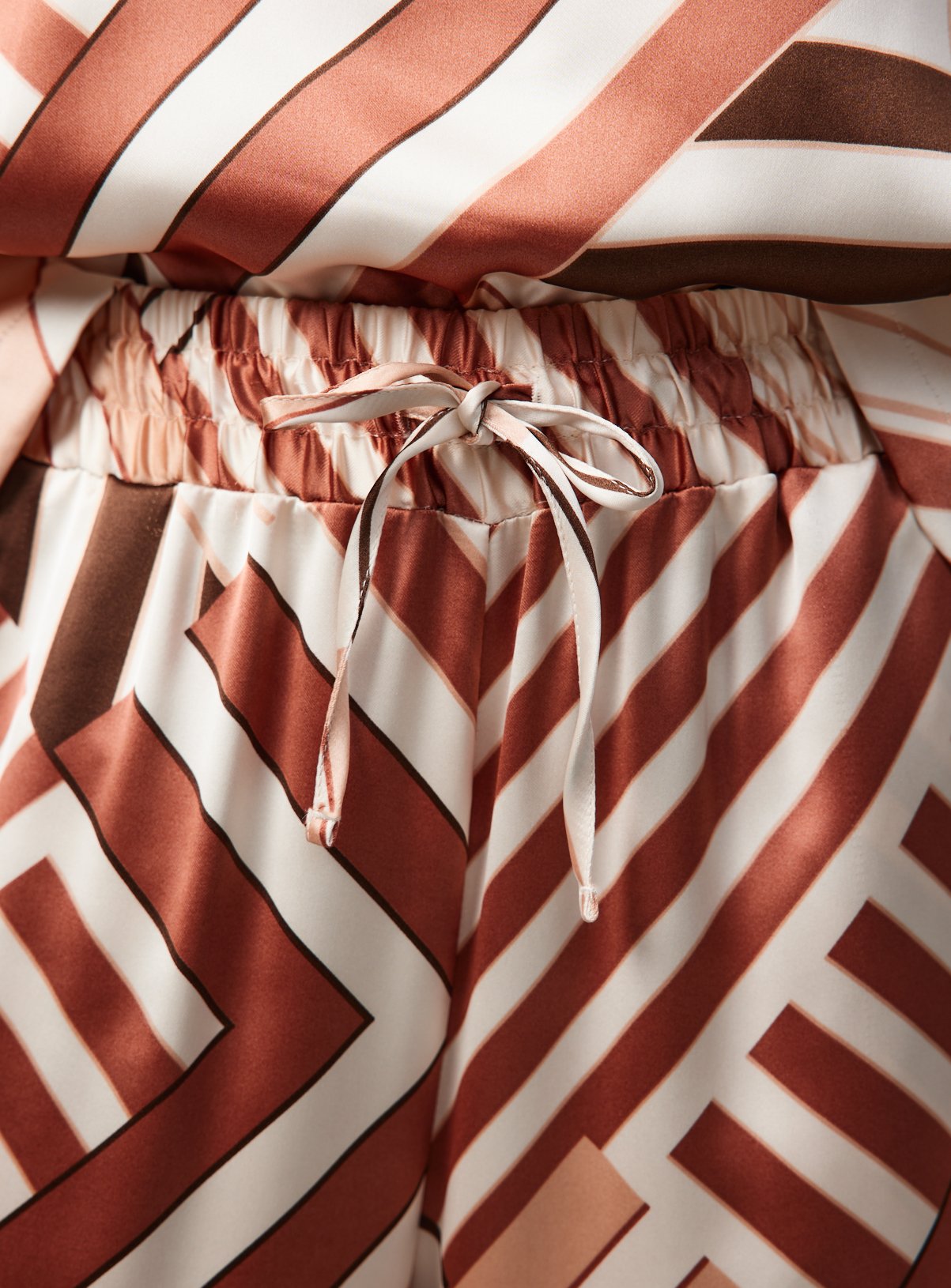 Brown Geometric Print Polyester Wide Leg Co-ord Trousers 10 - Image 2 thumbnail