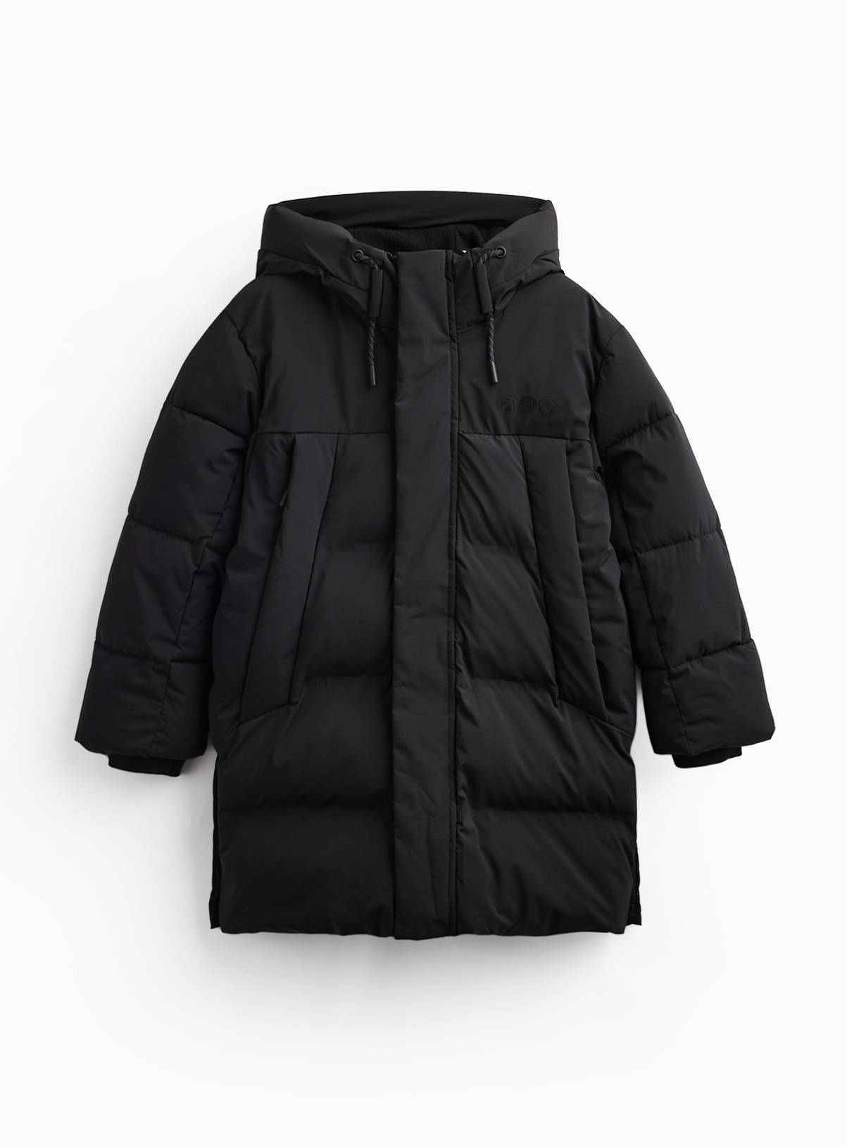 Black Longline Hooded Puffer Coat 5-6 years - Image 1