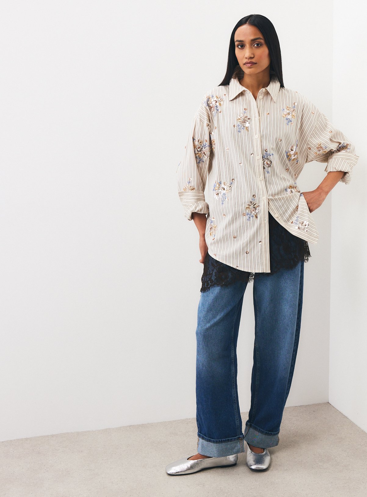 Embroidered Pinstripe Shirt 18 - Image 3 thumbnail