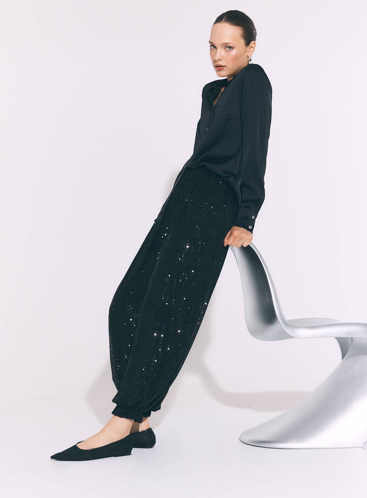 Black Satin Regular Fit Shirt 16 - Image 2