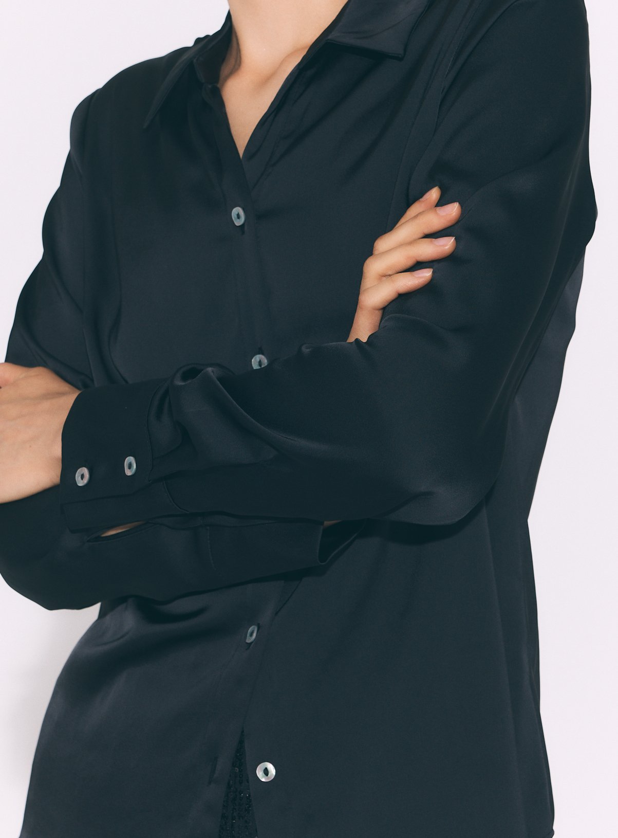 Black Satin Regular Fit Shirt 16 - Image 3 thumbnail