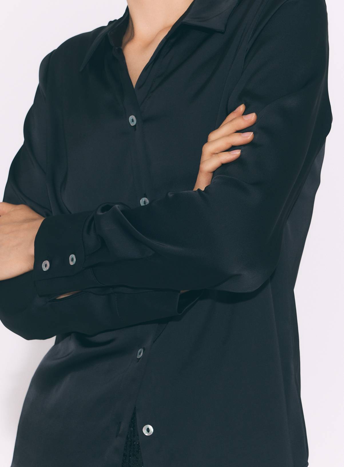 Black Satin Regular Fit Shirt 16 - Image 3