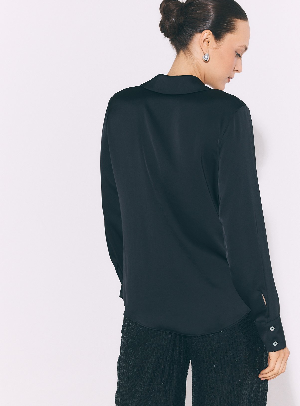 Black Satin Regular Fit Shirt 16 - Image 4 thumbnail