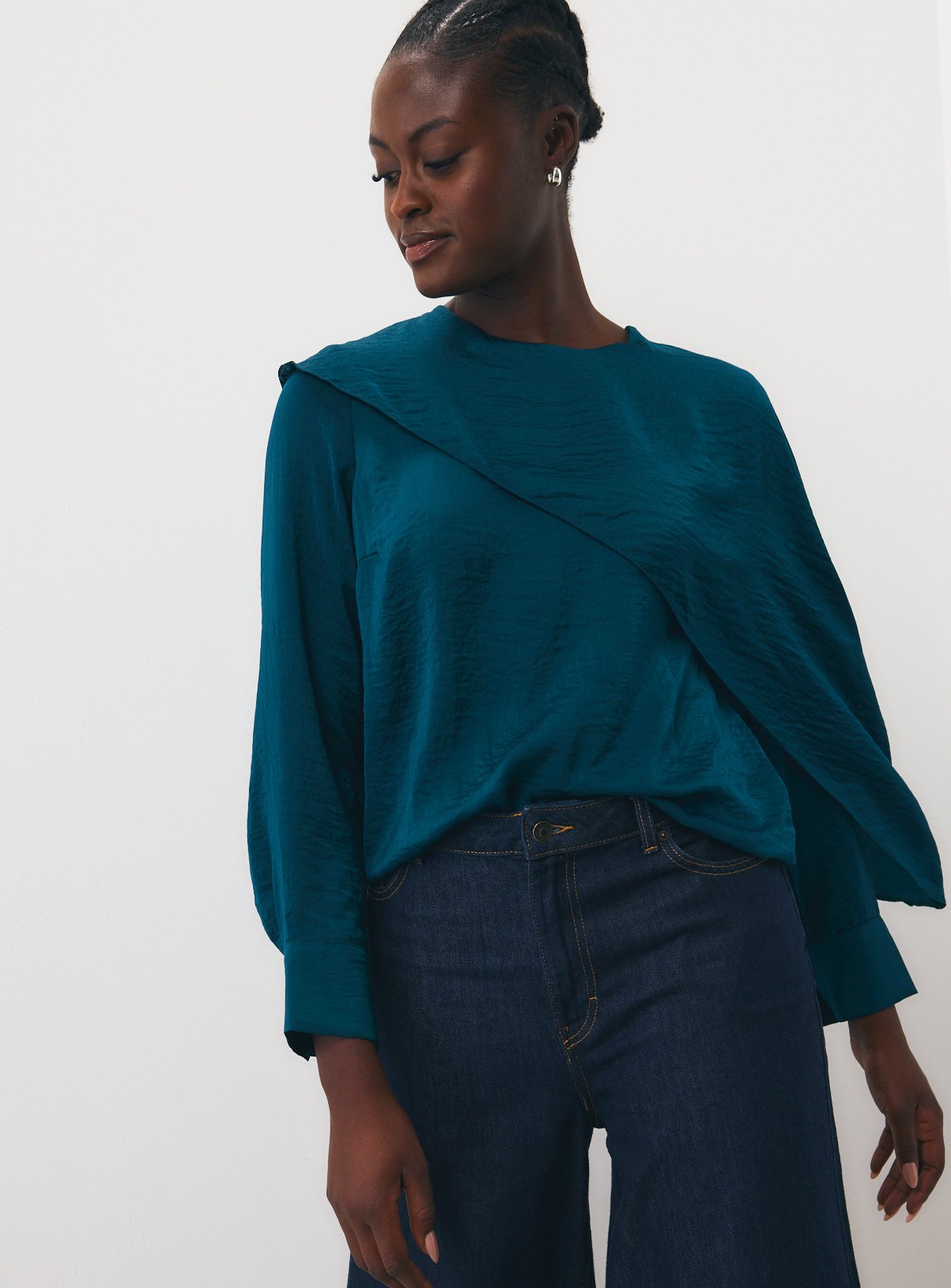 Satin Cross Body Detail Blouse 8 - Image 2 thumbnail