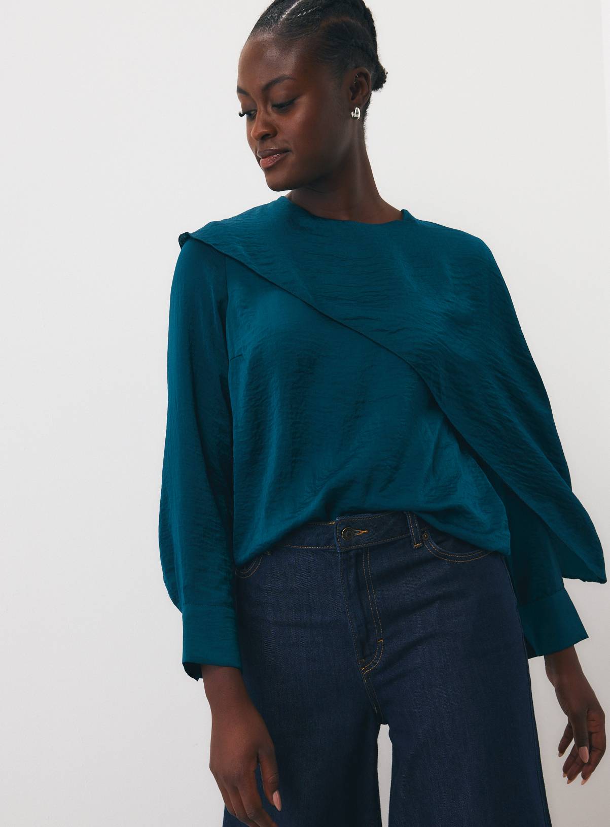 Satin Cross Body Detail Blouse 8 - Image 2