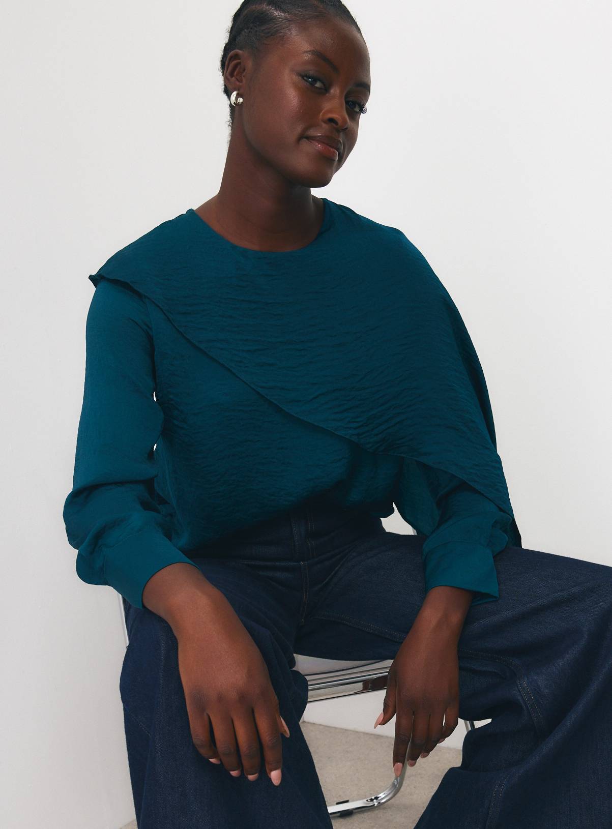 Satin Cross Body Detail Blouse 8 - Image 3