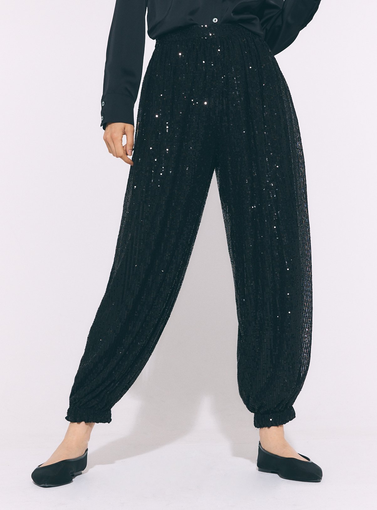 Black Sequin Balloon Trousers 16 - Image 2 thumbnail