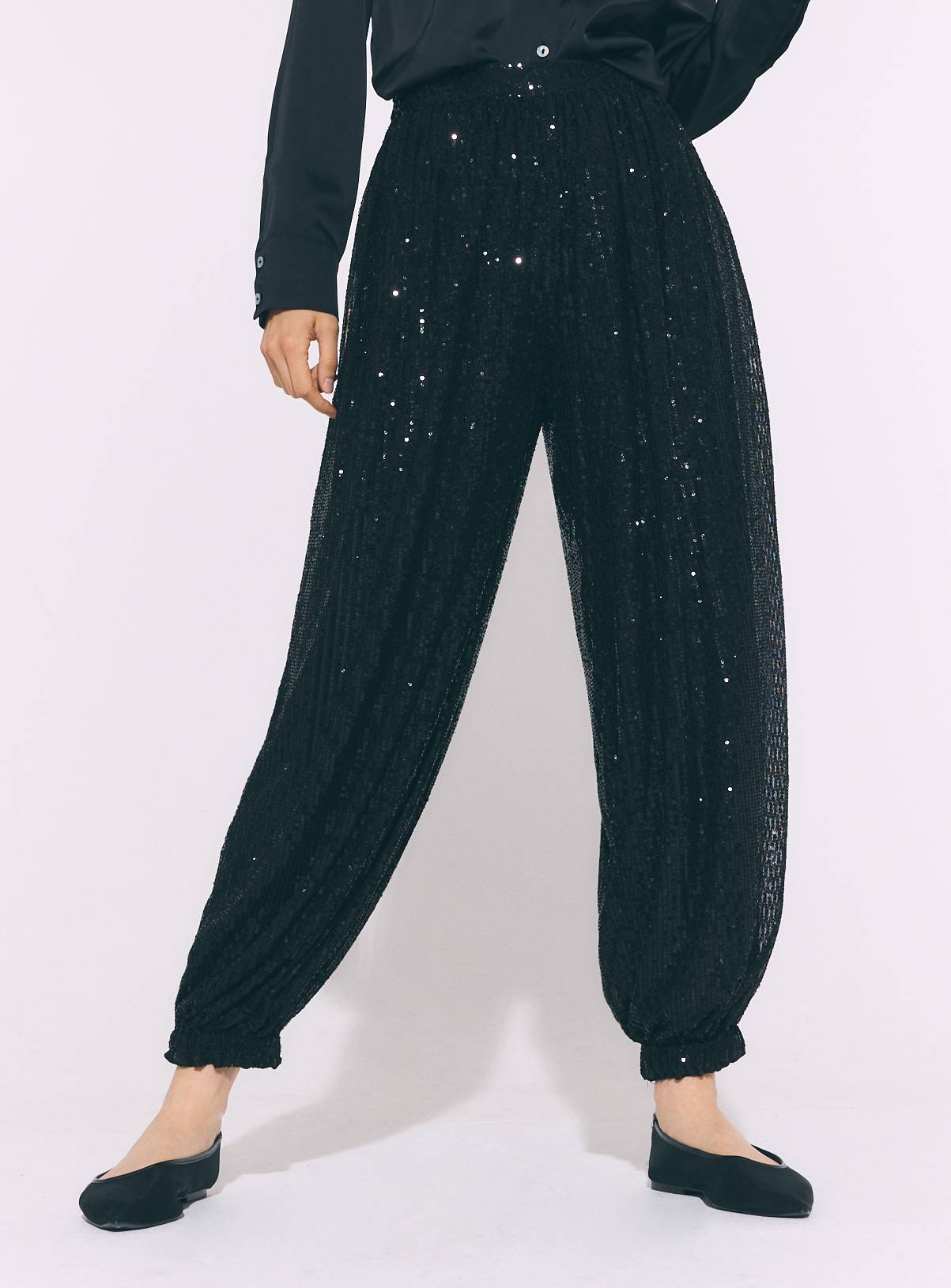 Black Sequin Balloon Trousers 16 - Image 2