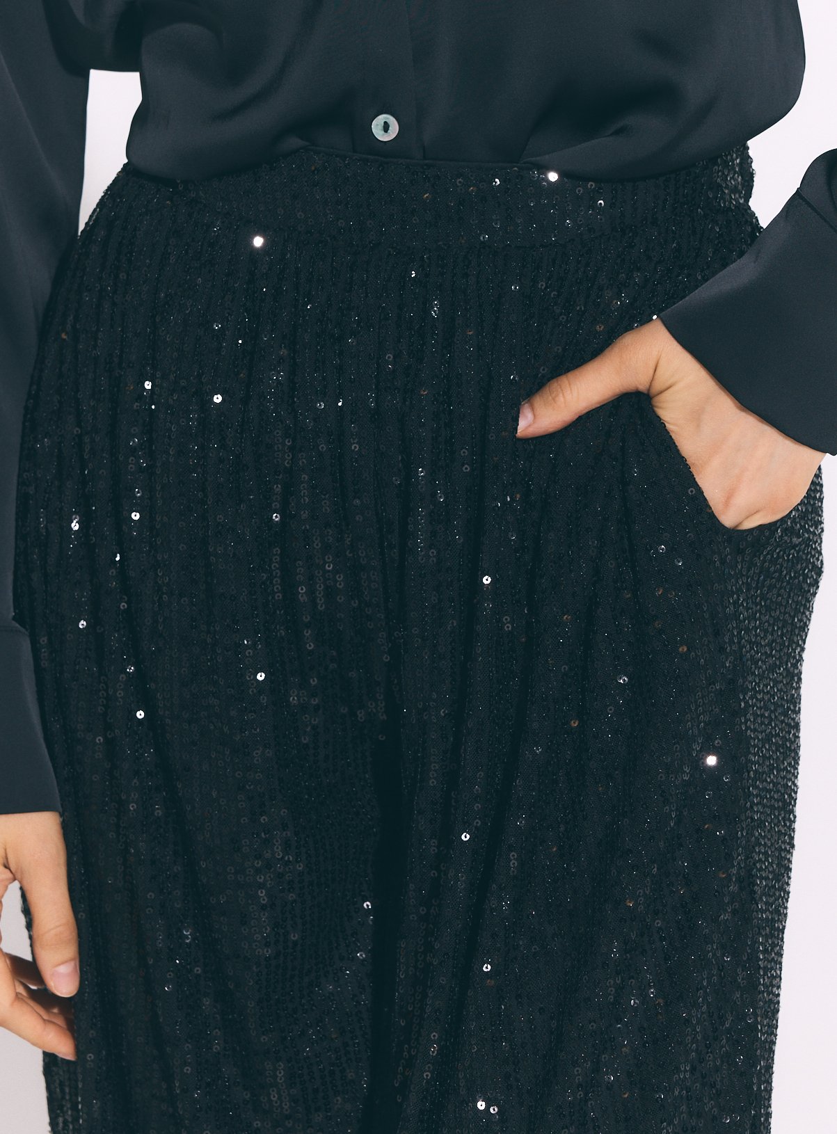 Black Sequin Balloon Trousers 16 - Image 3 thumbnail