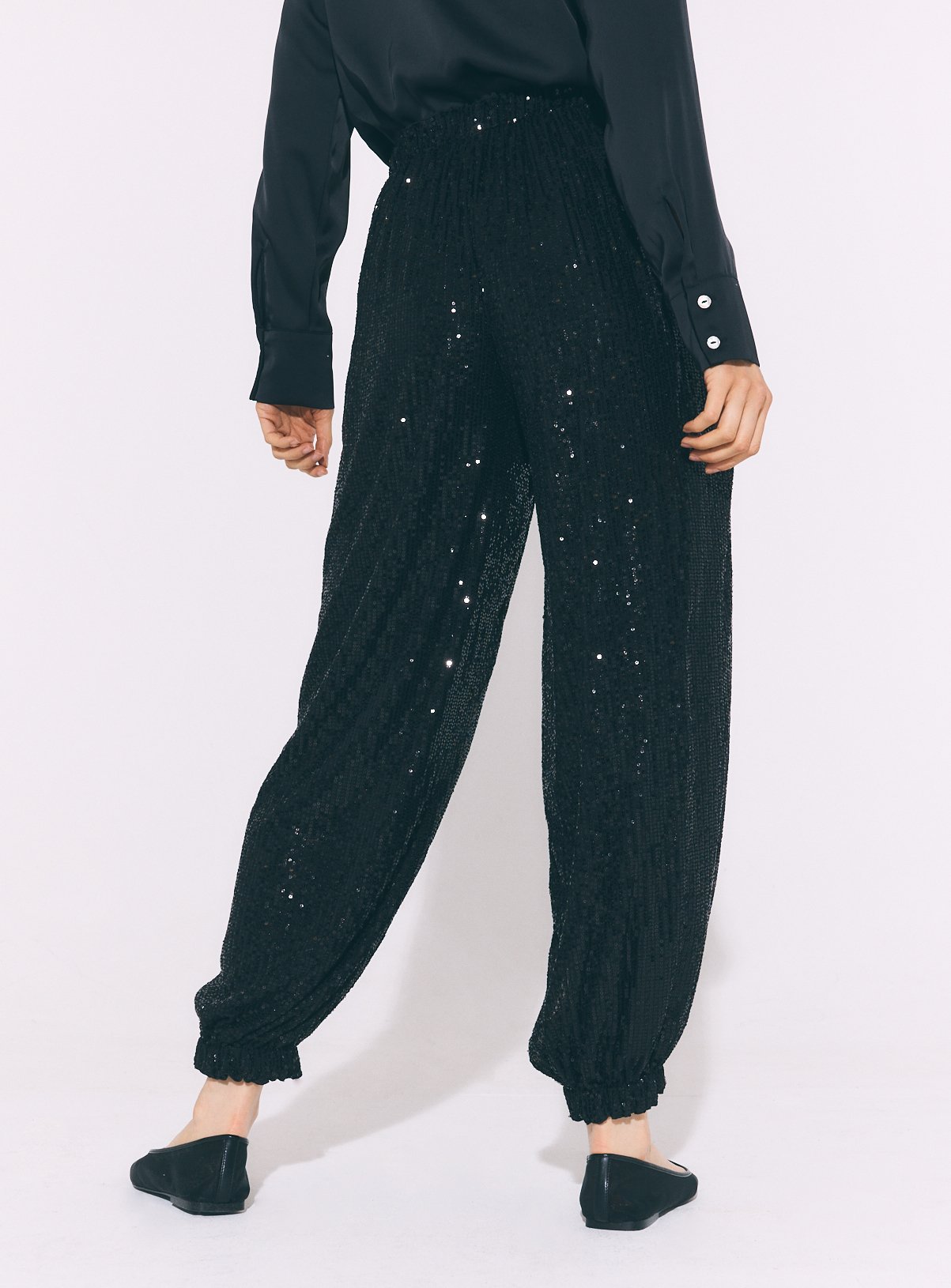 Black Sequin Balloon Trousers 16 - Image 4 thumbnail