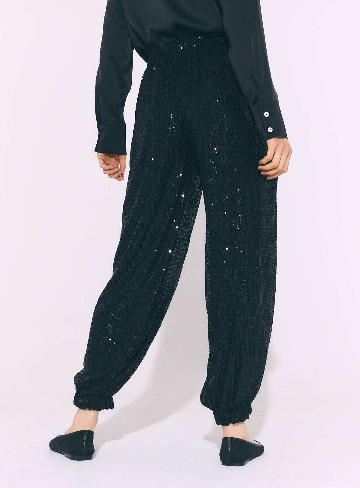 Black Sequin Balloon Trousers 16 - Image 4