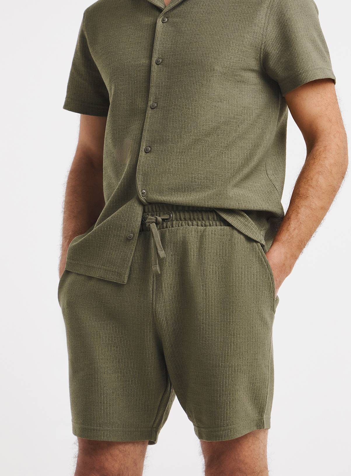 JACAMO Textured Jersey Short Khaki 45/47 - Image 1