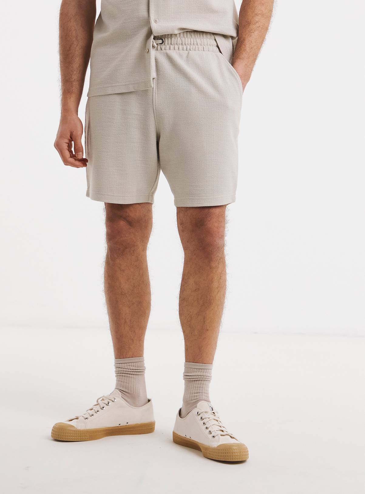 JACAMO Textured Jersey Shorts Stone 48/50 - Image 1
