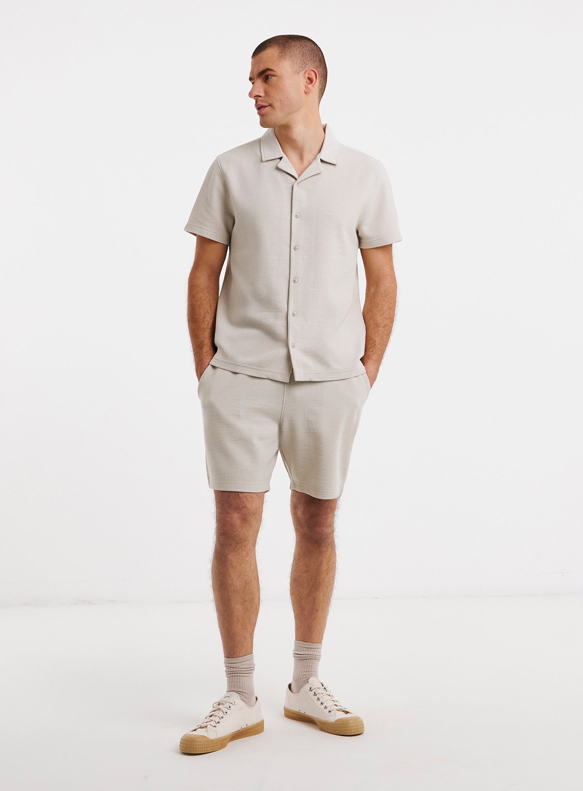JACAMO Textured Jersey Shorts Stone 48/50 - Image 3 thumbnail