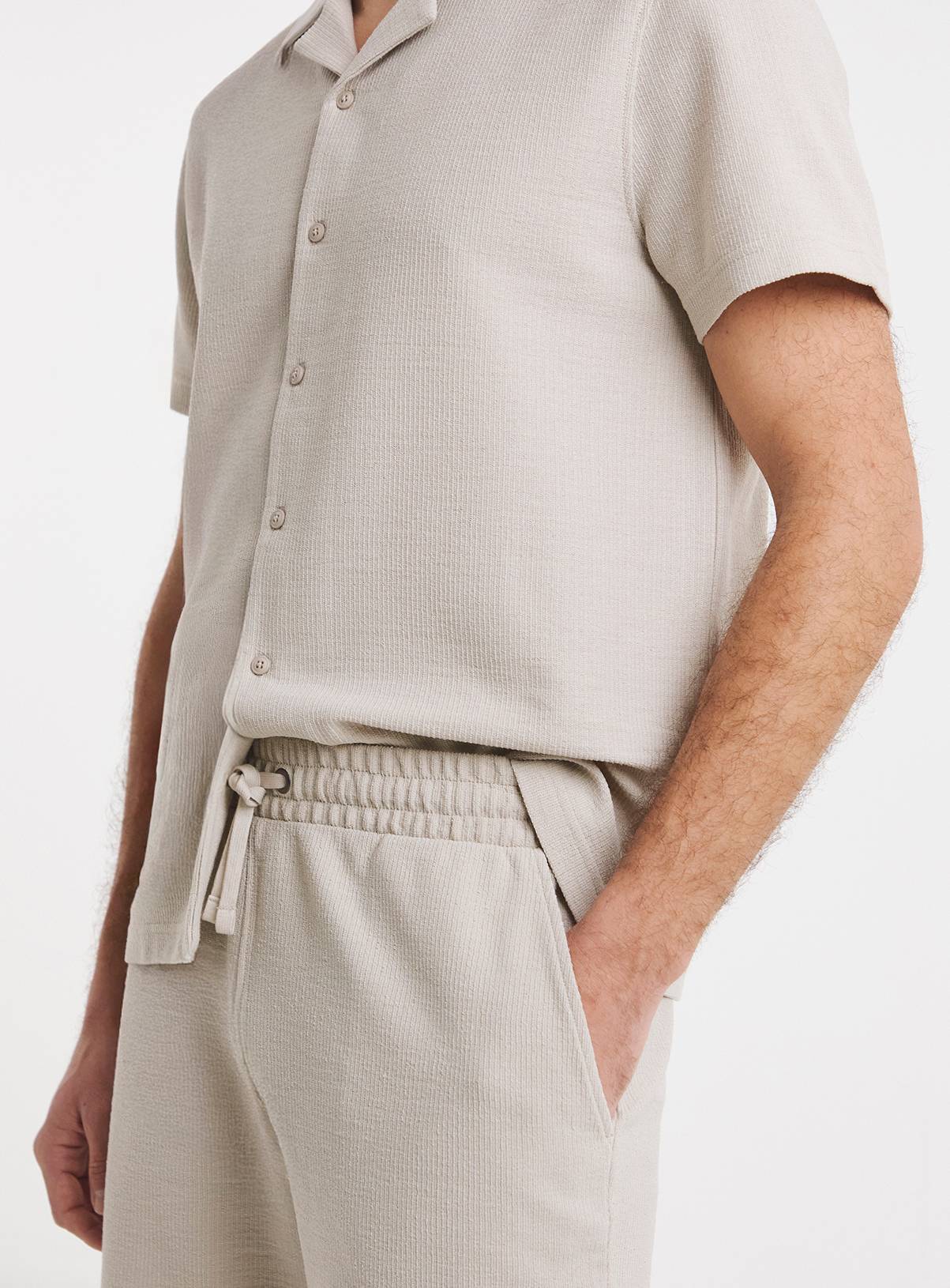 JACAMO Textured Jersey Shorts Stone 48/50 - Image 4