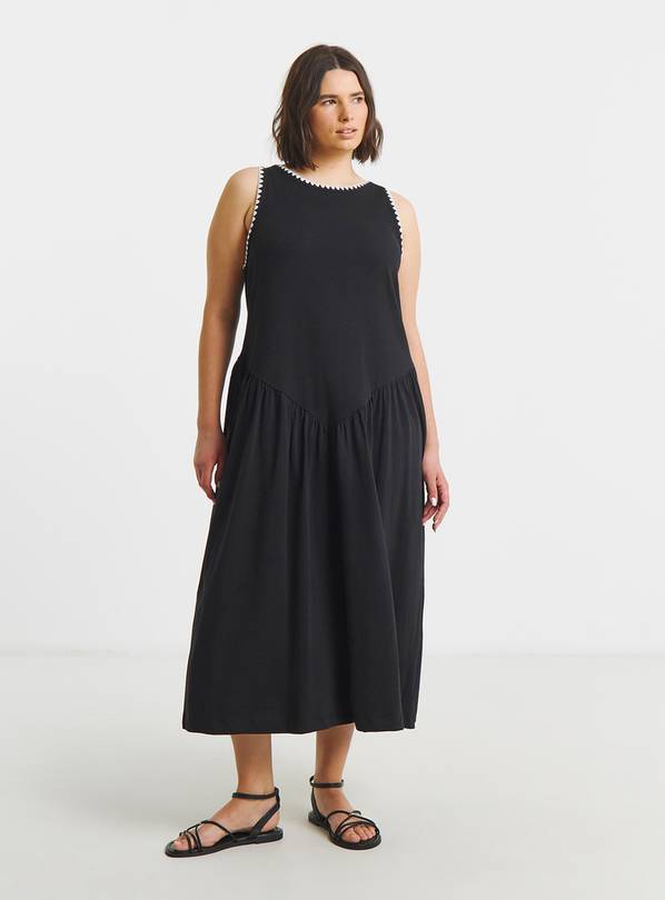 SIMPLY BE Jersey Mix Midi Dress With Whipstitch 18