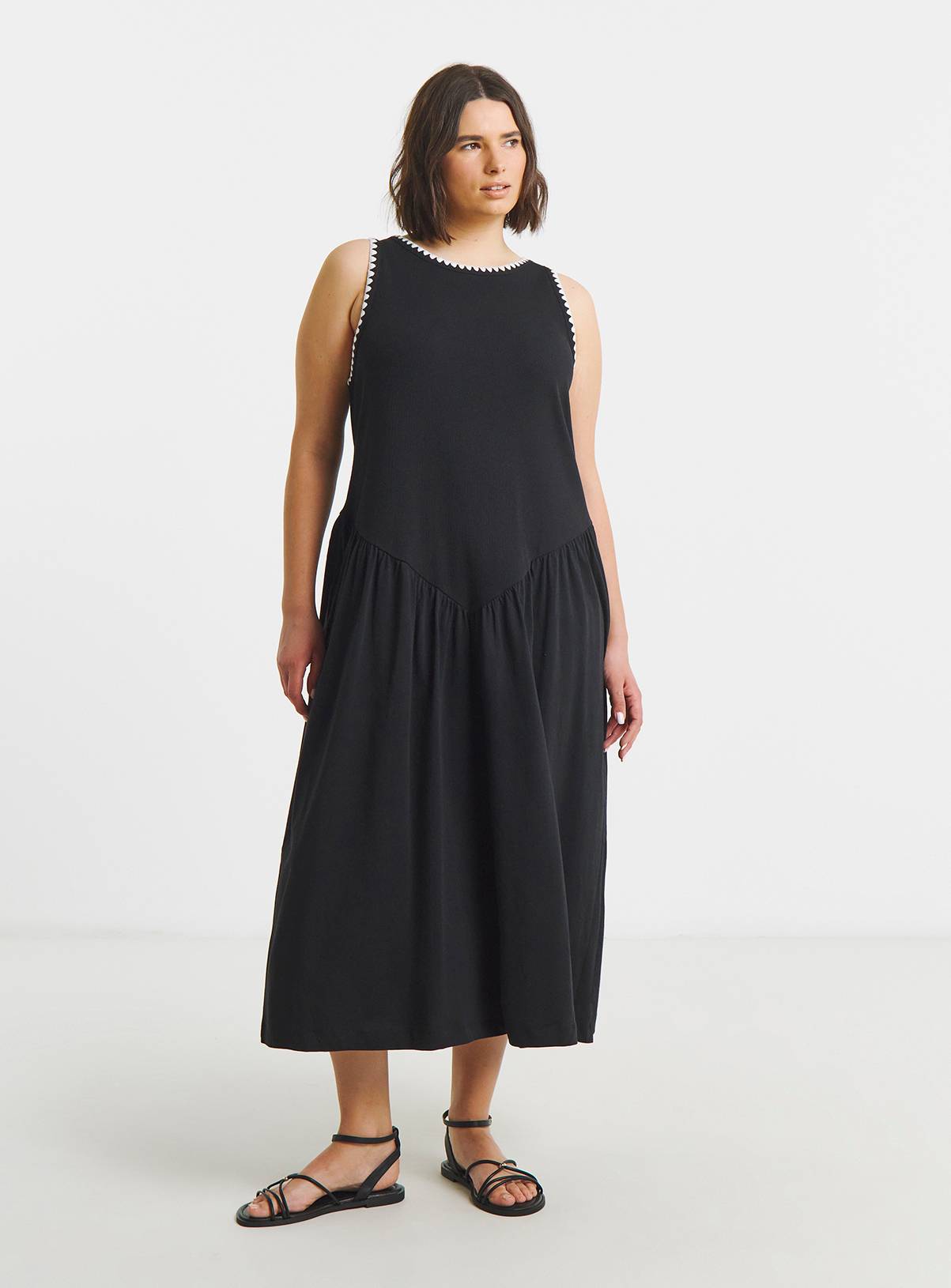 SIMPLY BE Jersey Mix Midaxi Dress With Whipstitch 16 - Image 1