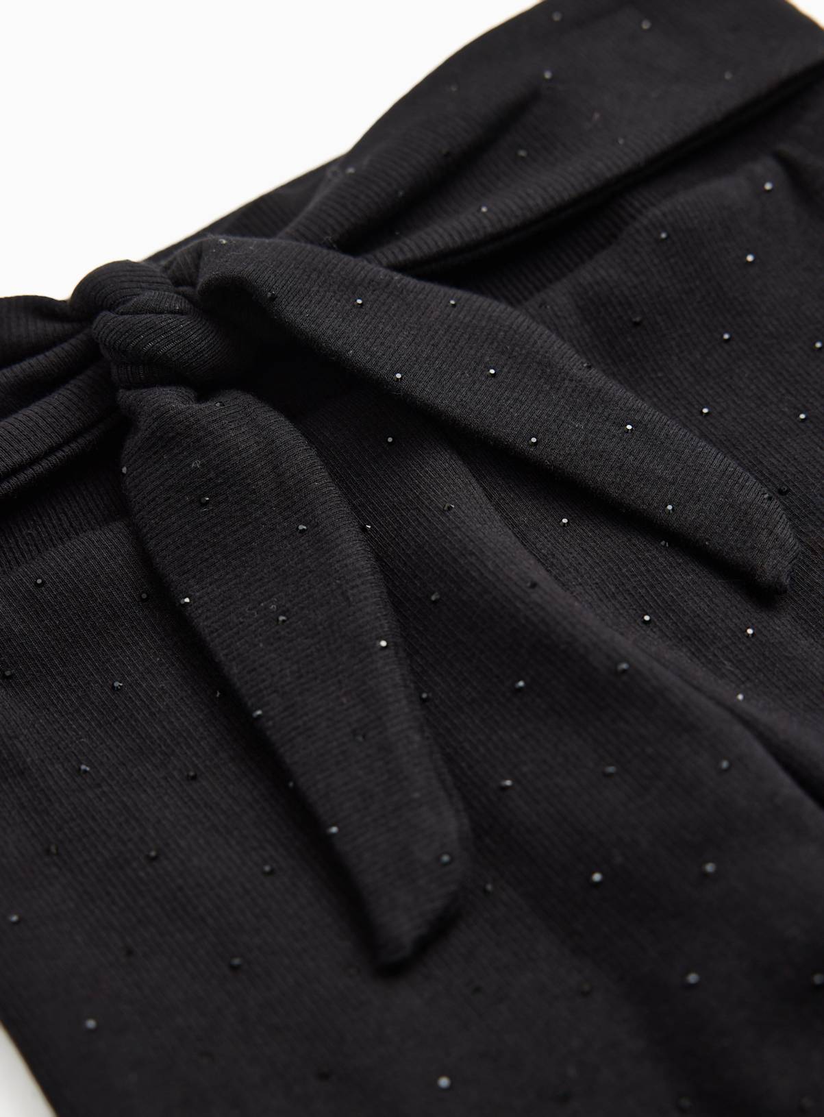 Black Hotfix Tie Front Loose Fit Leggings 9 years - Image 2