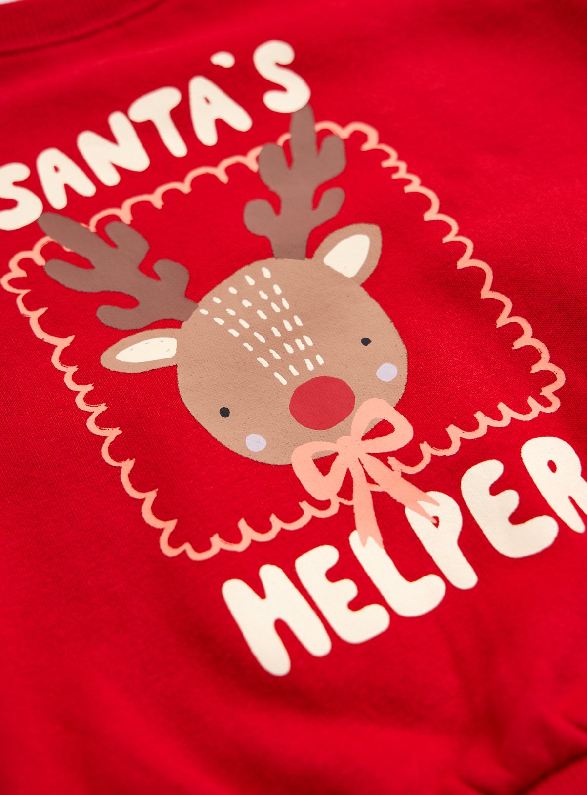 Santa’s Helper Reindeer Crewneck Sweatshirt 6-7 years - Image 2 thumbnail