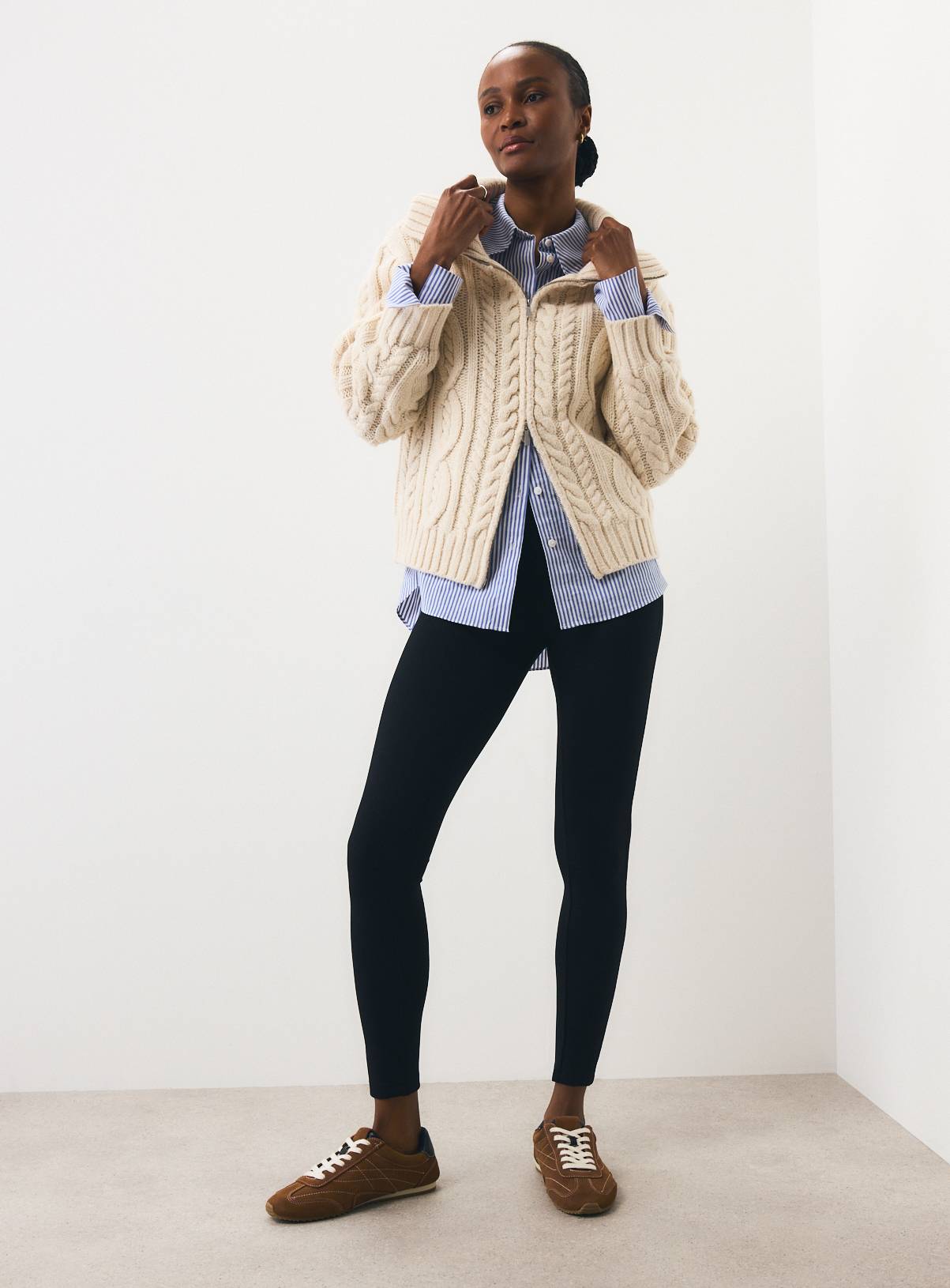 Black Ribbed Leggings S - Image 2