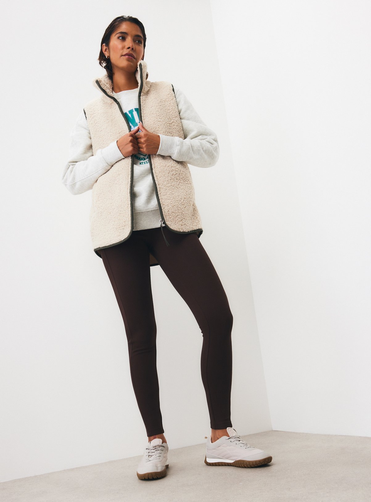 Brown Ribbed Leggings XL - Image 2 thumbnail
