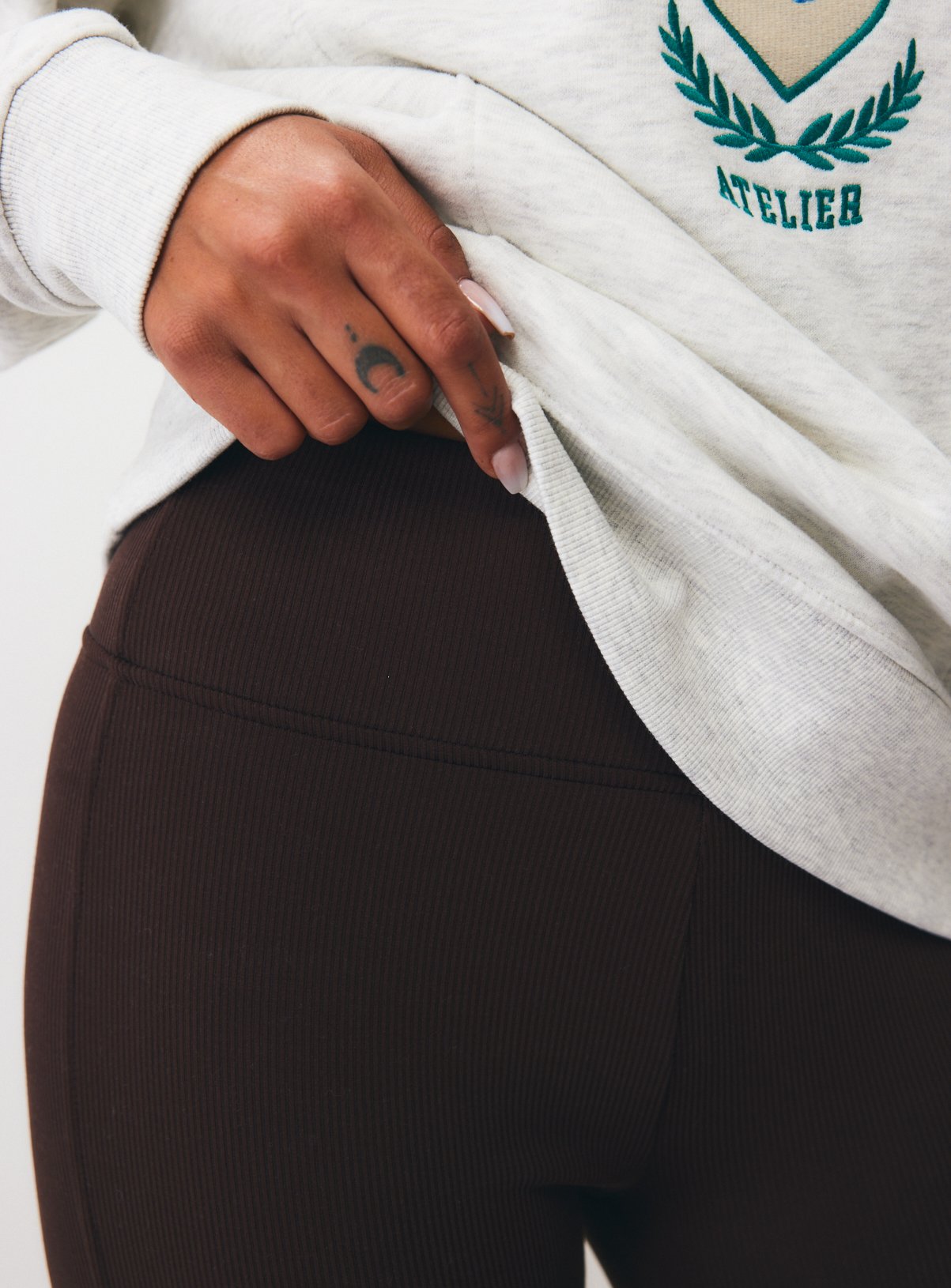 Brown Ribbed Leggings XL - Image 3 thumbnail