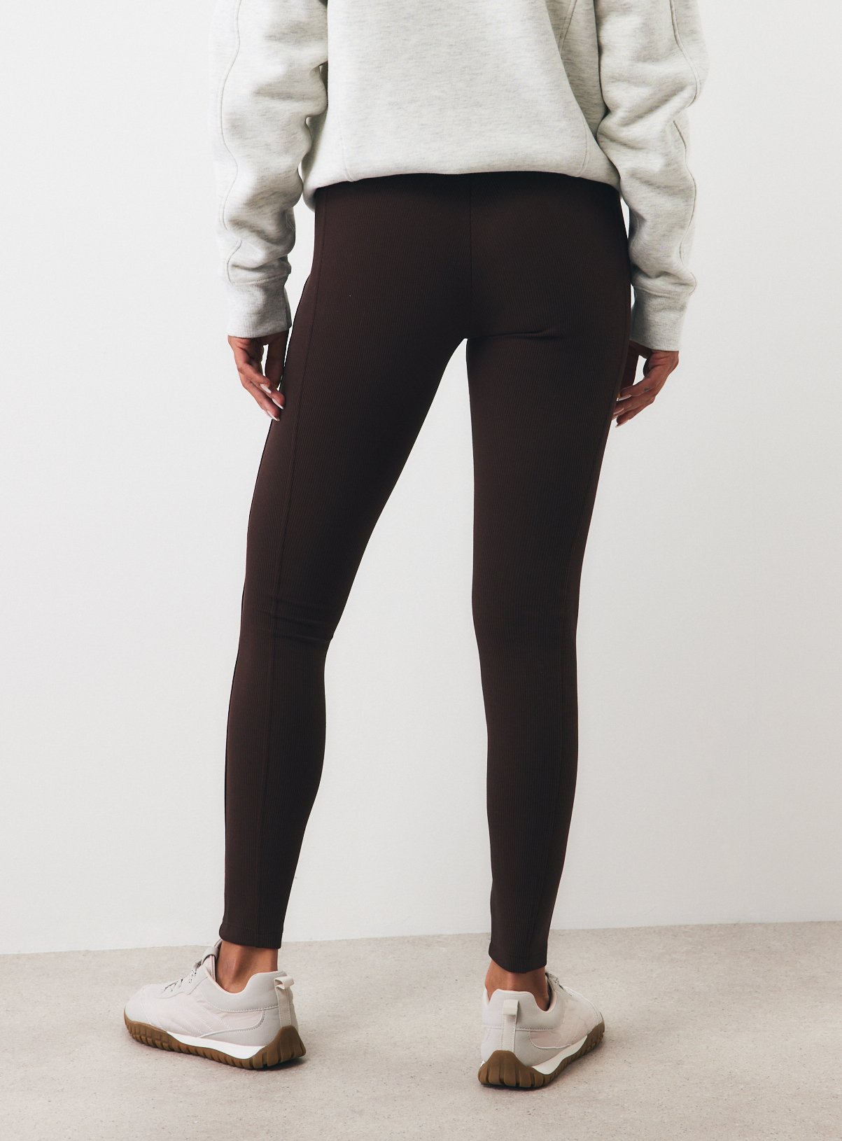 Brown Ribbed Leggings S - Image 4 thumbnail