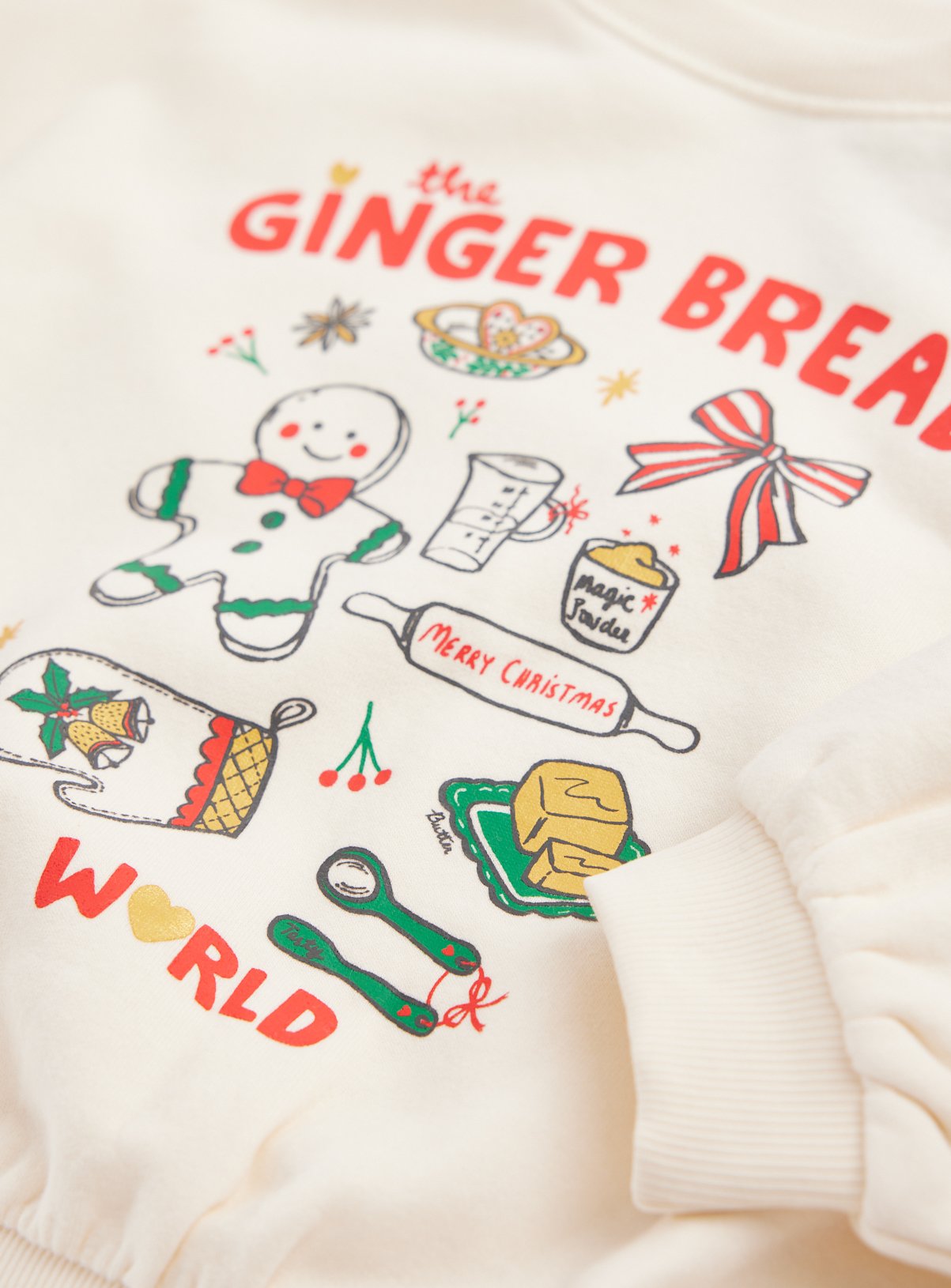 Cream Gingerbread World Christmas Crewneck Sweatshirt 7-8 years - Image 2 thumbnail