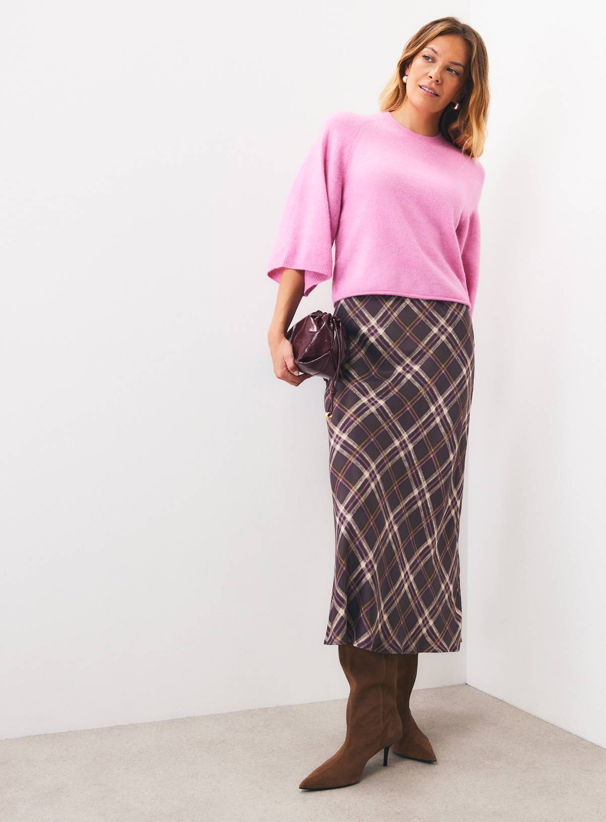 Pink Wool Blend Cape Sleeve Knitted Top XS - Image 2