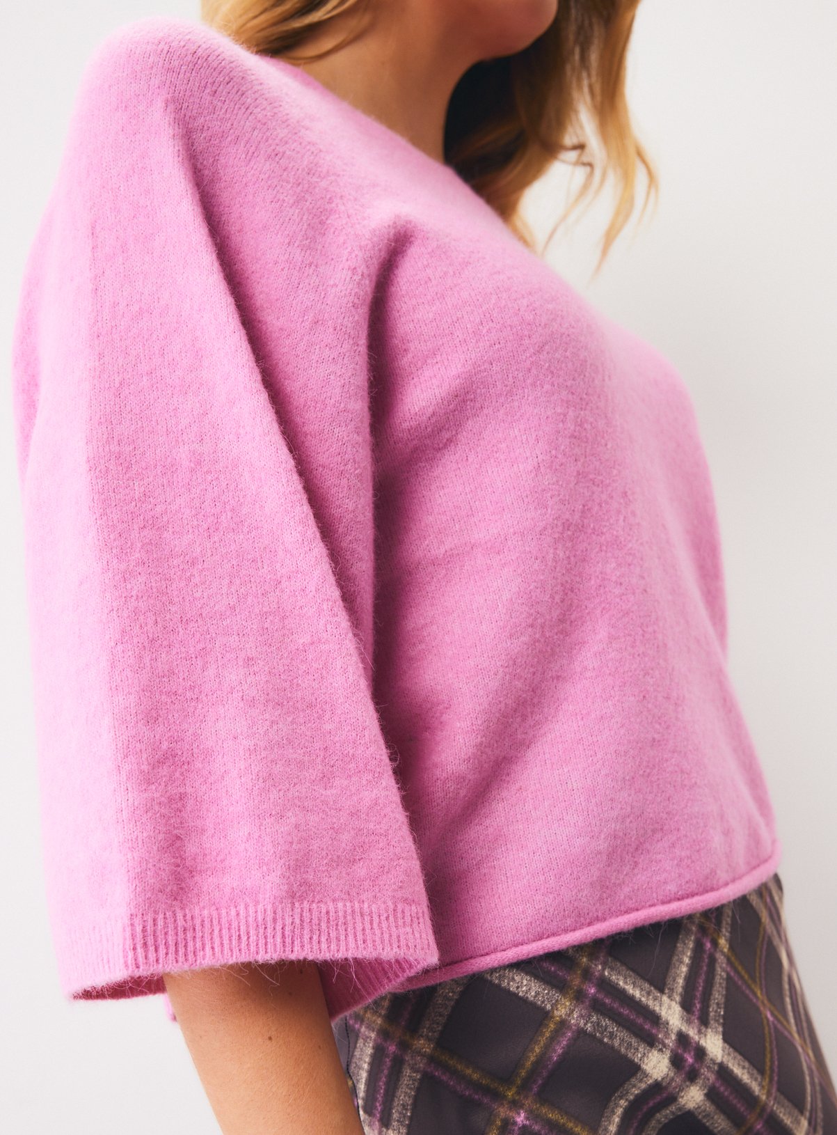 Pink Wool Blend Cape Sleeve Knitted Top XS - Image 3 thumbnail