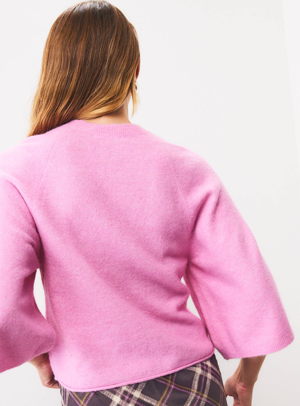 Pink Wool Blend Cape Sleeve Knitted Top XS - Image 4