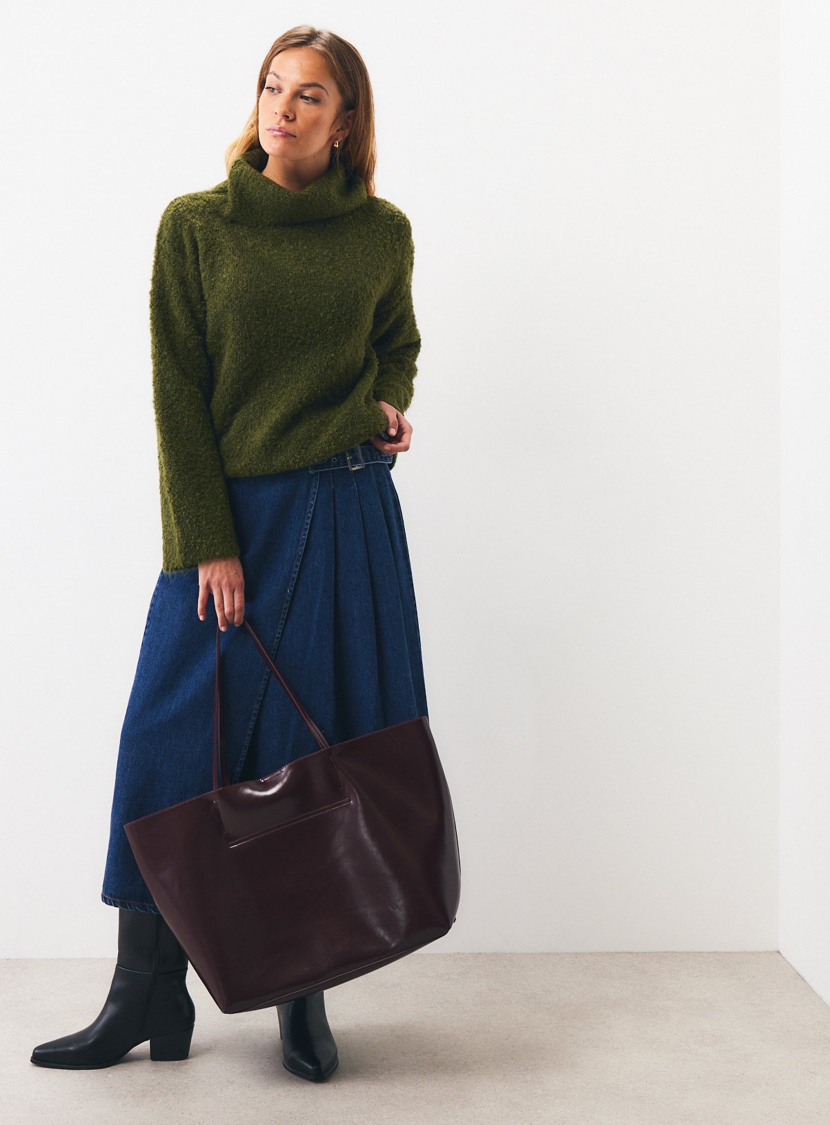 Green Boucle Roll Neck Sweater XS - Image 2 thumbnail