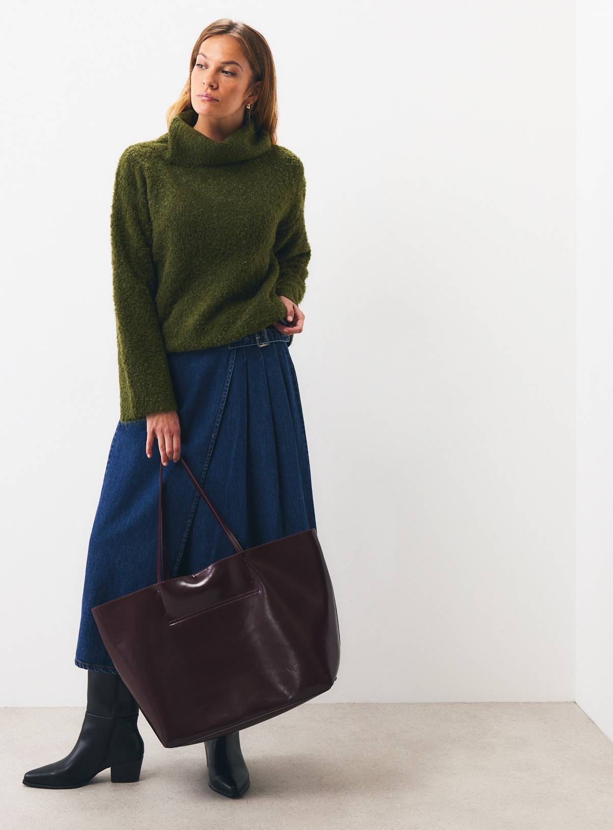 Green Boucle Roll Neck Sweater XS - Image 2