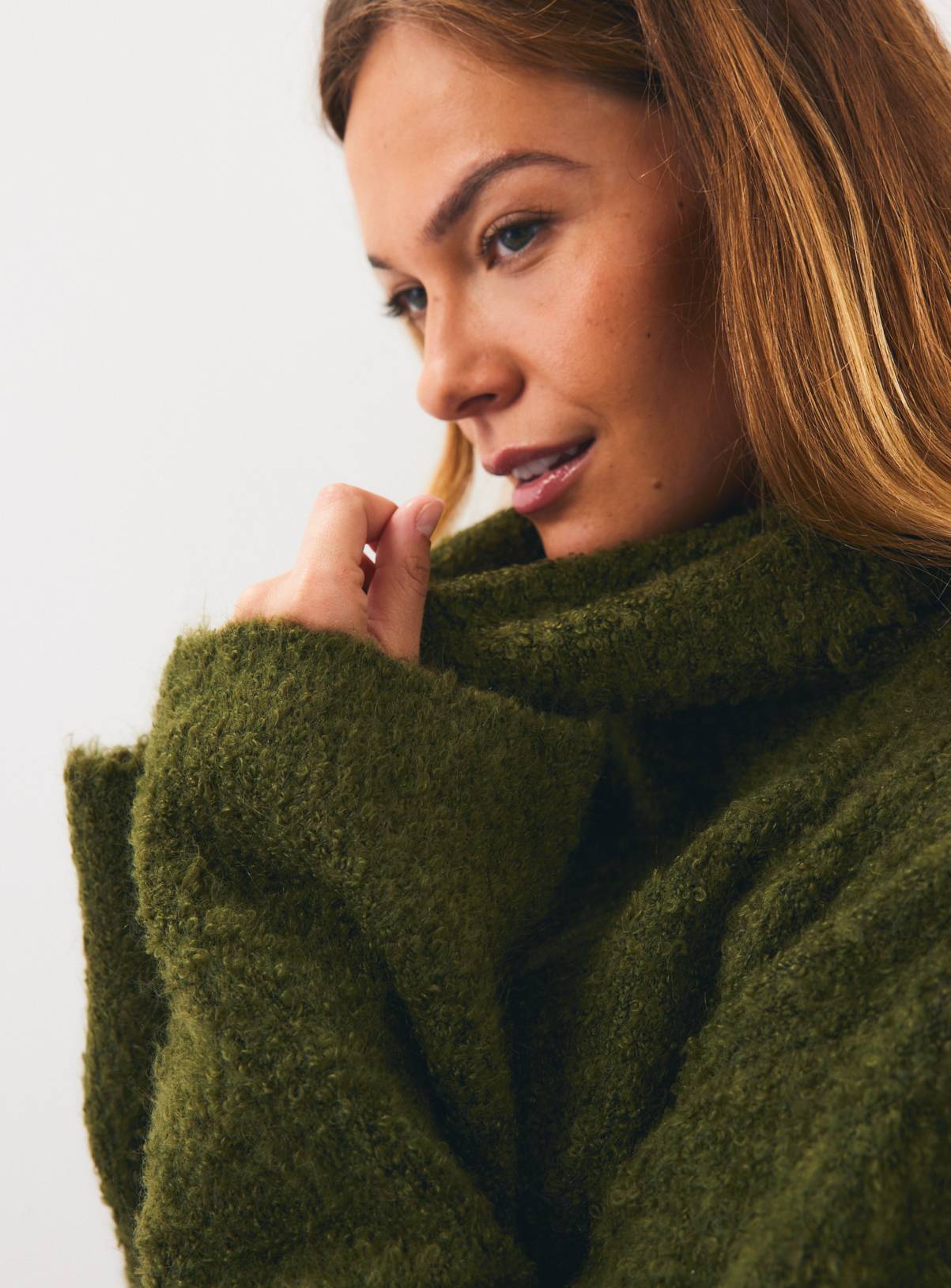 Green Boucle Roll Neck Sweater XS - Image 3