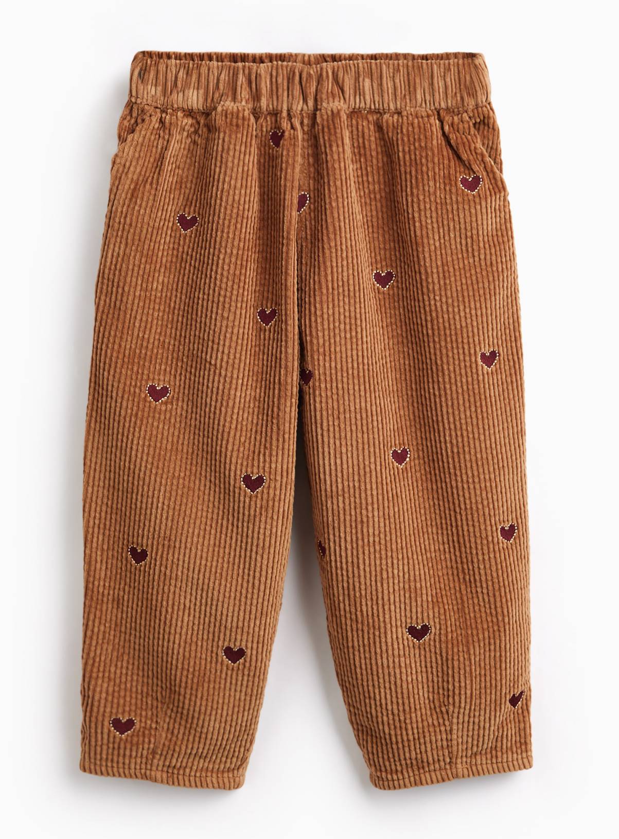 Embroidered Heart Corduroy Barrel Trousers 3-4 years - Image 1