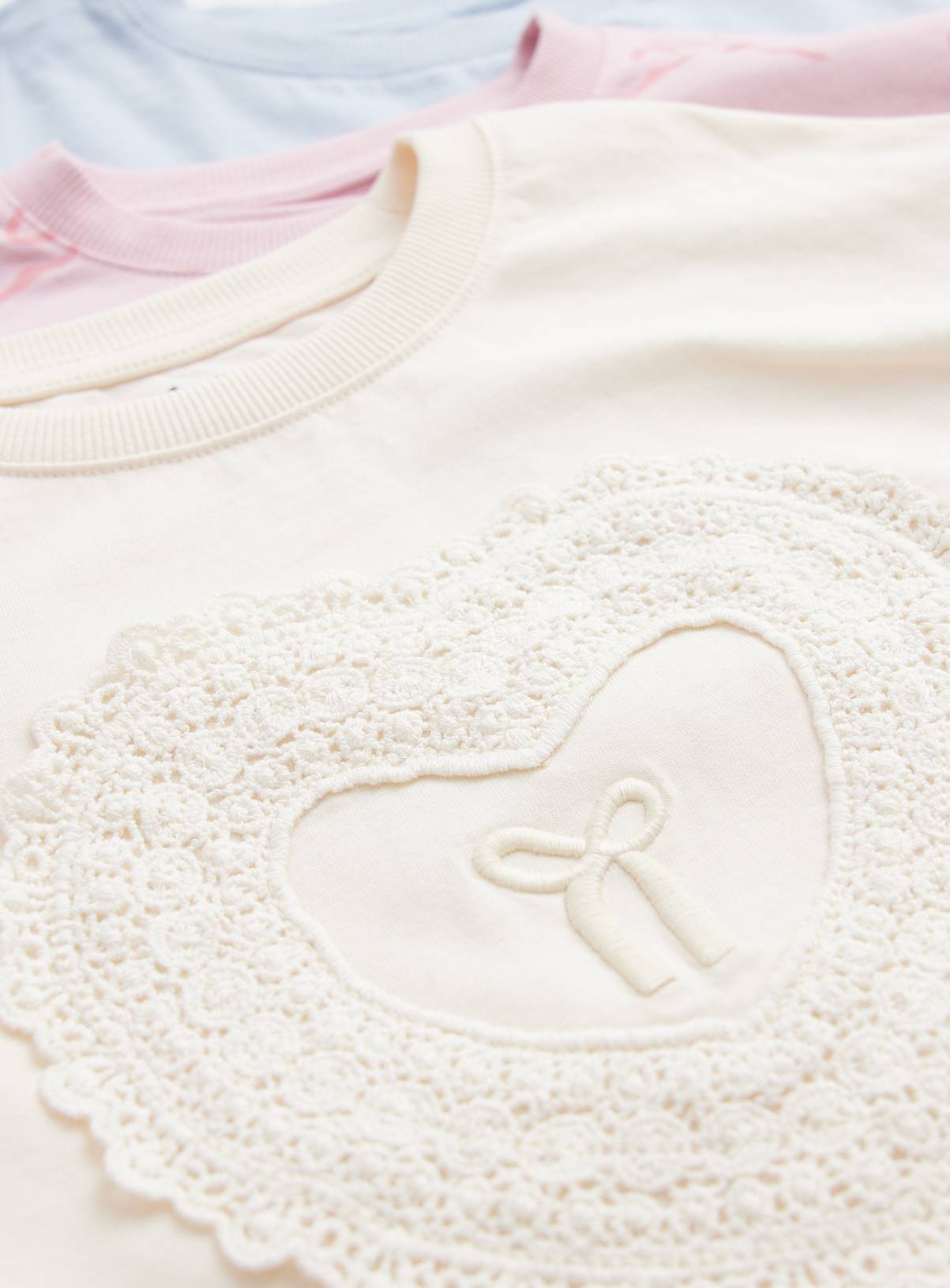 Heart Lace Long Sleeve Tops 3-Pack 1-2 years - Image 2