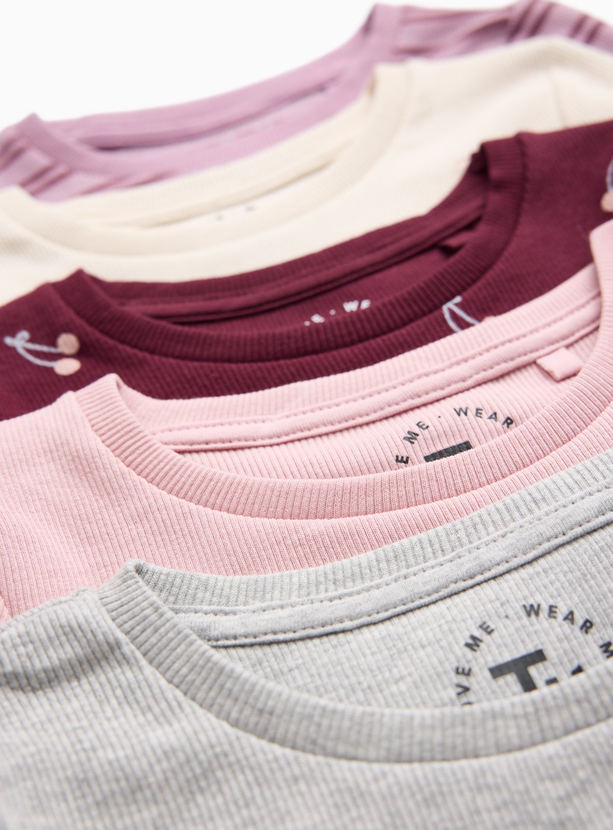 Cherry Stripe Ribbed Long Sleeve T-Shirts 5 Pack 5-6 years - Image 2 thumbnail