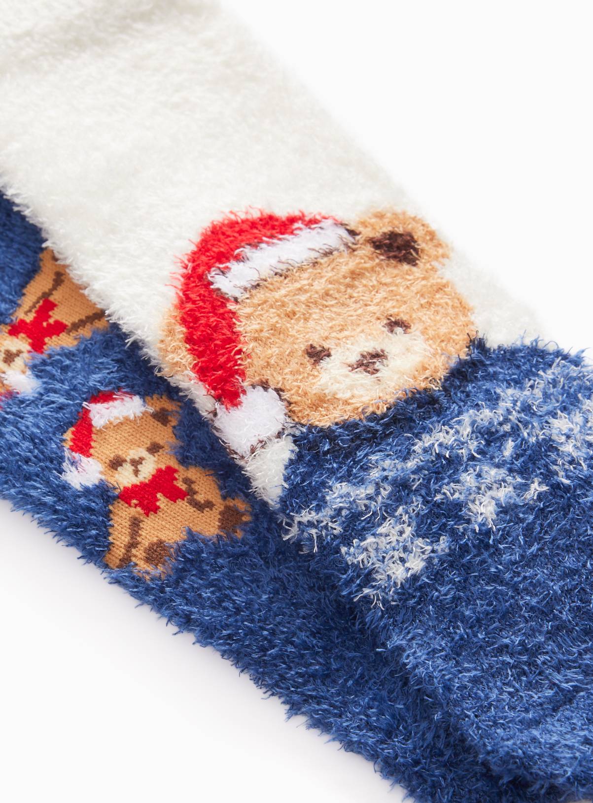 Christmas Teddy Bear Fluffy Socks 2-Pack 9-12 Infant - Image 2