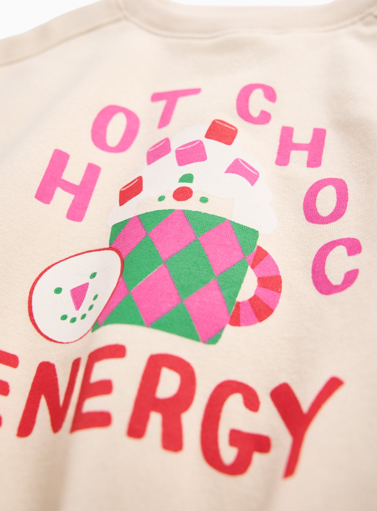 Cream Christmas Hot Choc Energy Slogan Crewneck Sweater 4-5 years - Image 2 thumbnail