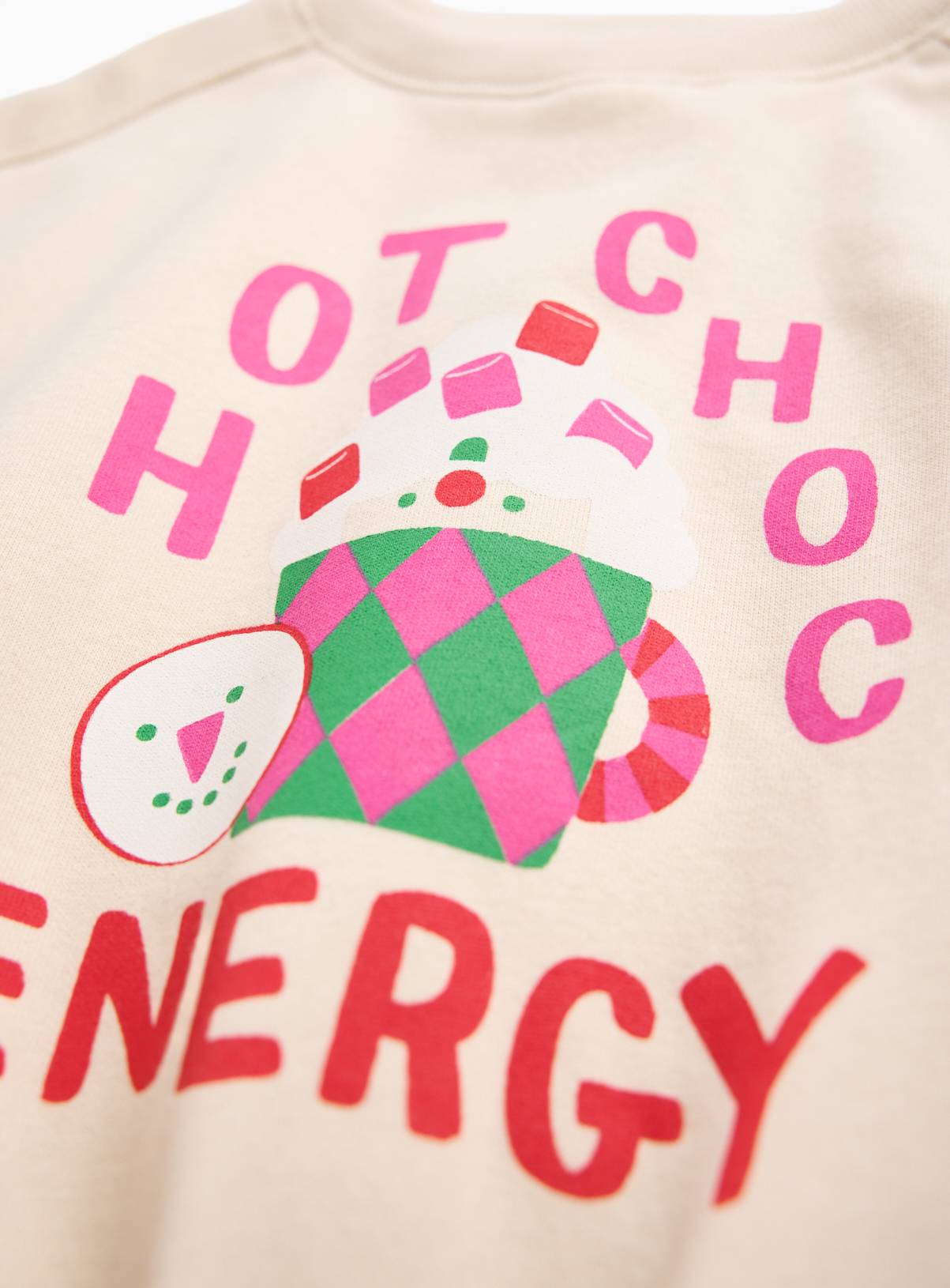 Cream Christmas Hot Choc Energy Slogan Crewneck Sweater 4-5 years - Image 2