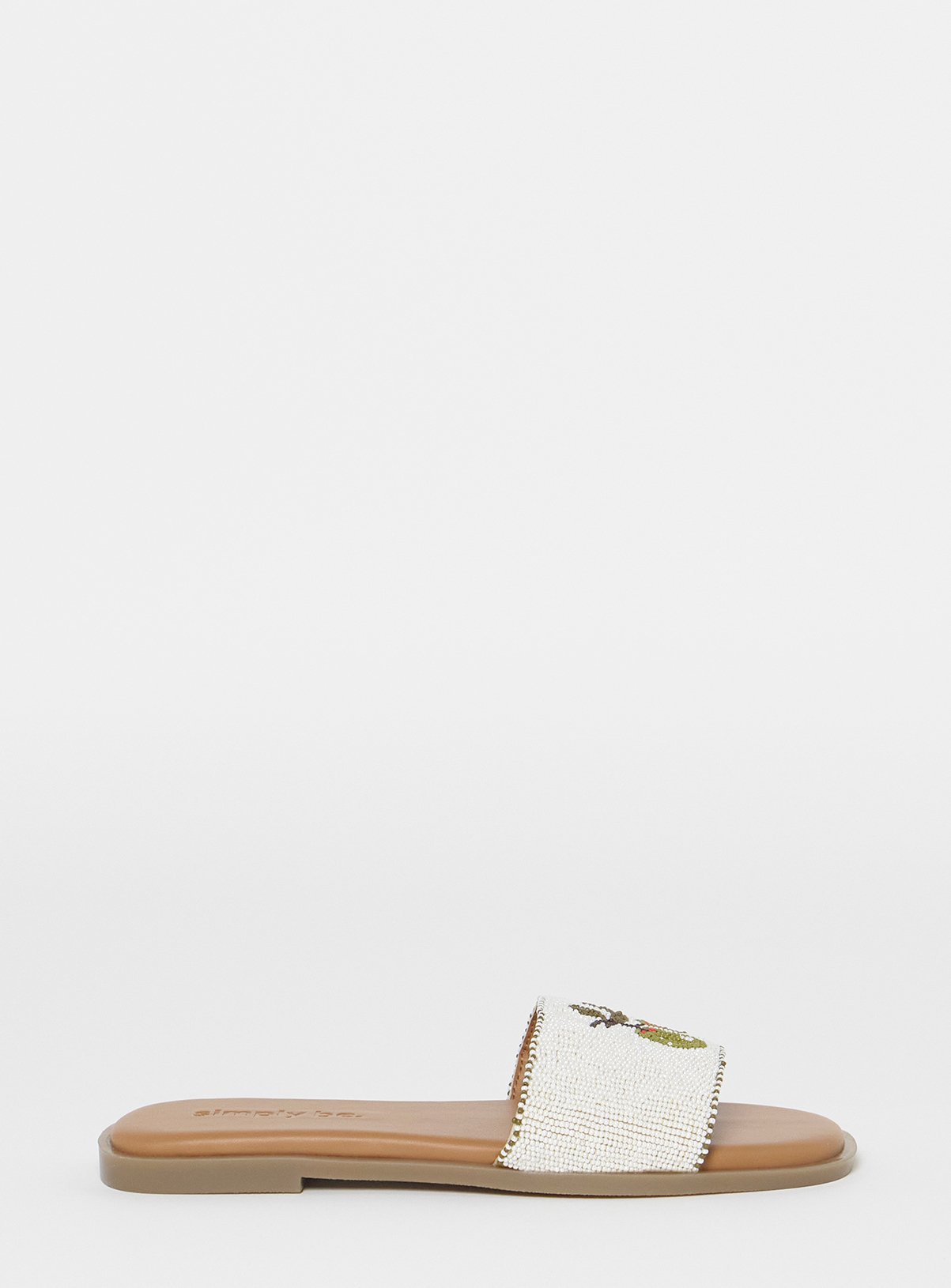 SIMPLY BE Beaded Fruit Mules Wide Fit Beige 7 - Image 3 thumbnail