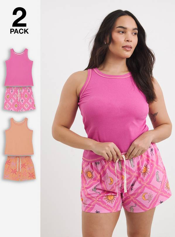 Simply Be Pretty Secrets 2 Pack Ribbed Shortie Set 32-34