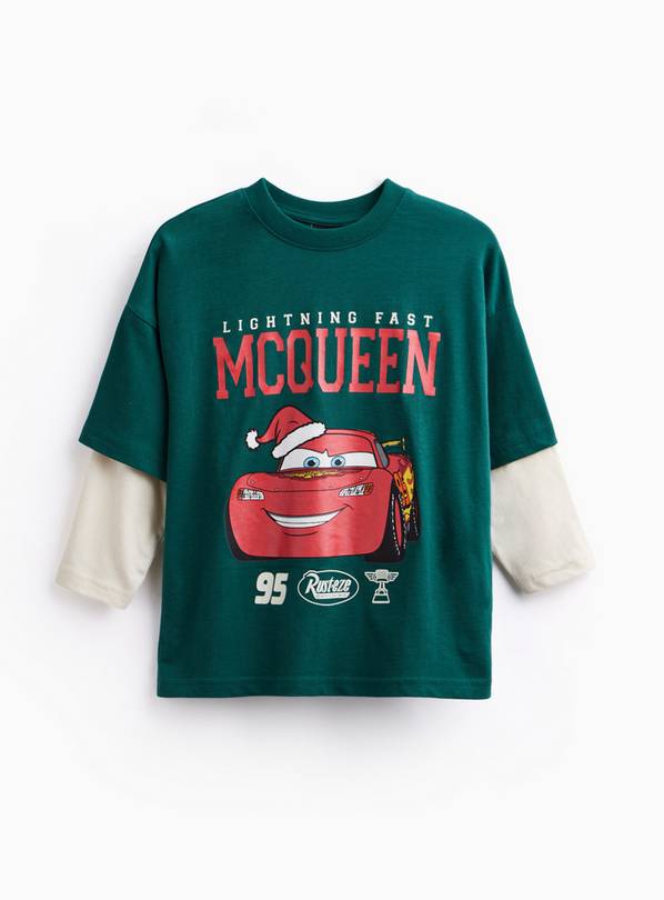 Disney Lightning McQueen Christmas Mock Sleeve T-Shirt 5-6 years