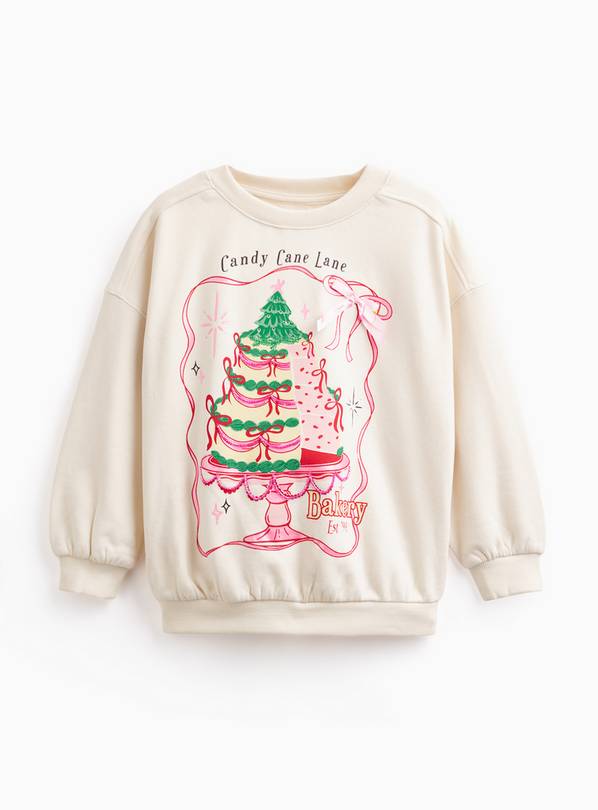 Cream Christmas Tree & Bows Sweatshirt 14 years