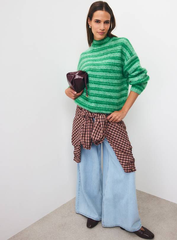 Green Striped Knit Jumper  M