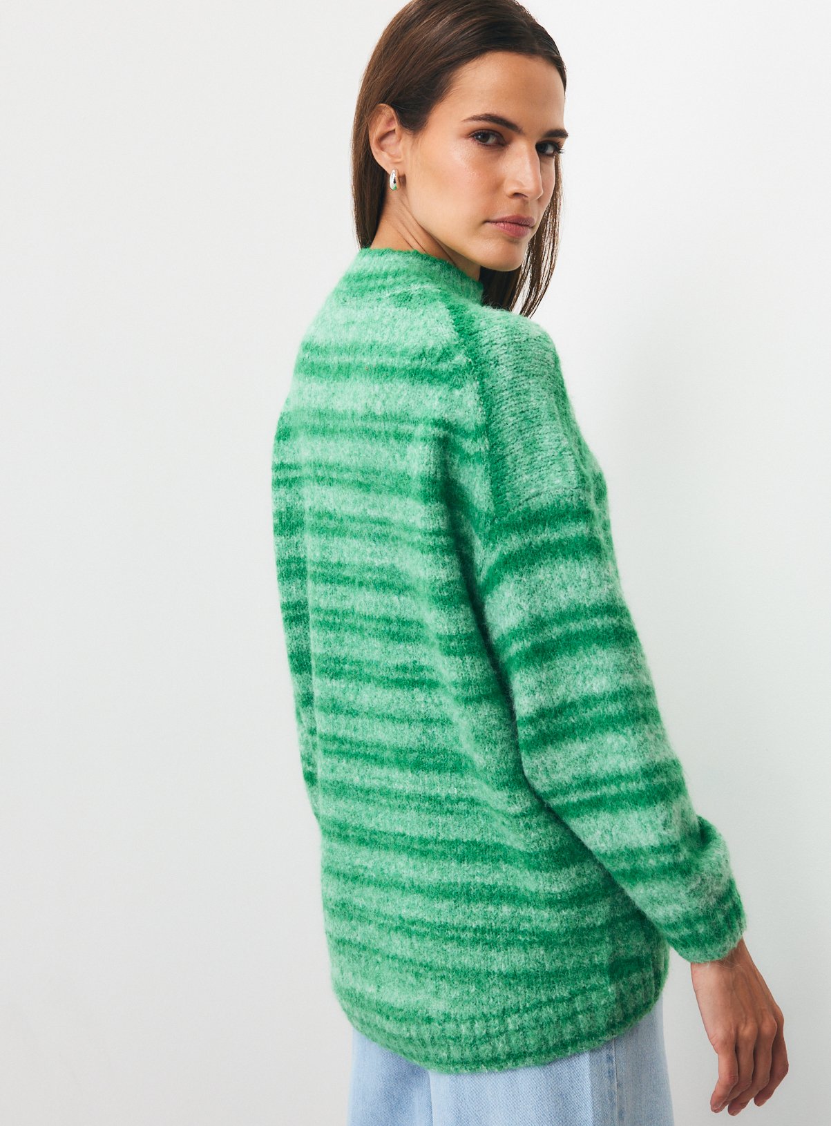 【is-ness】23ss BIG SWEAT CARDIGAN GREEN Buy Green Striped Knit Jumper XL | Cardigans | Argos