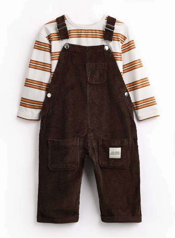 Brown Corduroy Dungaree Set 6-7 years