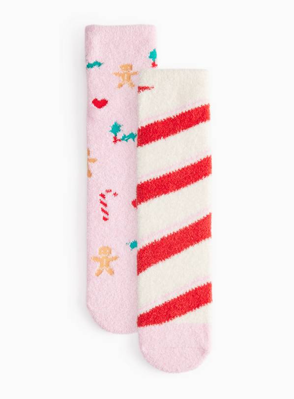 Gingerbread & Candy Cane Cosy Socks 2-Pack 6-8.5 Infant