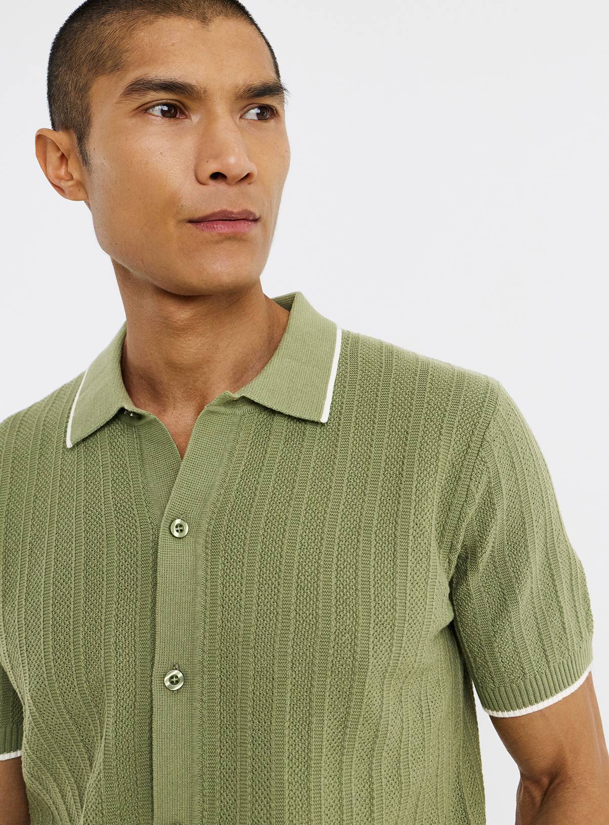 JACAMO Button Through Texture Knitted Polo M - Image 3